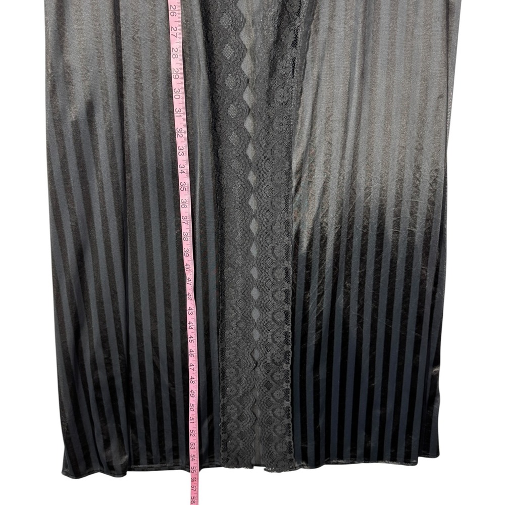 Fredericks of Hollywood Robe Medium Black Sheer Lace Trim Long Lounge VTG - Picture 7 of 9
